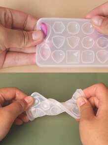 树脂宝石椭圆形水滴硅胶模具耳环发饰项链首饰模具套装工具水滴圆形方形长方形四角水钻矿石（2 件宝石套装）