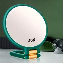 1pc 50X/40X/30X Handheld Magnifier, Double-Sided Mirror + Tweezers, 1X/40X Zoom, 360° Adjustable Handle, Foldable Travel Makeup Mirror, Handheld & Stand Design, Portable For Travel, Suitable For Daily Makeup, Shaving, Eyebrow Grooming, Great Gift - Multicolor - View 3