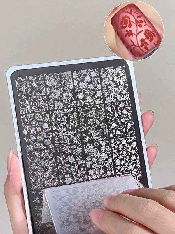1 Stück Nagelkunst Druckplatte, Spitze, Schmetterling, Muster, Blume, Druckmuster, Nagelkunst Zubehör Werkzeuge, Essenziell für Nagelstudio