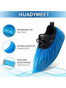 100pcs 13.8*7inch Disposable Shoe Cover PE Foot Cover Film To Keep The Floor Clean Household Waterproof Wear Non-Slip Shoe CoverOrganize And Storage,For Household,Office,School,Shoes And Boots Accessories