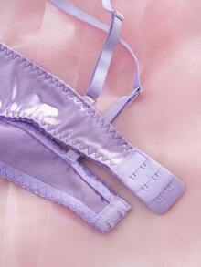 Sexy Fashion Attractive Design Women's Lingerie Set, Including Bra And Thong Panty, Revealing Women's Seductive Charm - 紫色 - 查看 5