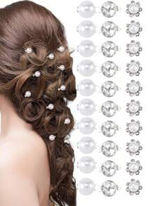 10pcs Women Pearl Rhinestone Floral Mini Hair Clips, Solid Color For Updo Daily Or Wedding Use Claw Clips Hair Claws Hair Barrettes, School Stuff, Pearl Hair Accessories