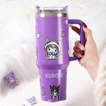 Sanrio [Tasse Sanrio Kuromi] 1 pièce tasse isotherme en acier inoxydable Sanrio Kuromi avec couvercle et paille, tasse à café réutilisable ronde de 40 oz pour boissons d'été et d'hiver, accessoires de voyage et cadeaux pour la rentrée scolaire