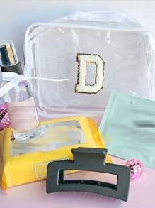 Personalized Makeup Bag, Beach Wedding Gift, PVC Transparent Cosmetic Bag, Toiletry Bag, Bridesmaid Gift, Summer Vacation, Bachelorette Party,Multi-Functional,Ornamental,Letter,Exquisite,Stylish,Vintage,Unique,Customized,Personalized,Custom,Ideal Gifts For Her,Girlfriend,Her,Grandparents,For Anniversaries,For Weddings