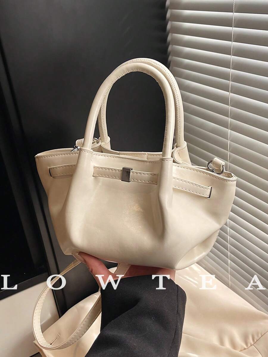 low tea 1pc Solid Color PU Leather Women Shoulder Bag, Casual Fashion Design With Zipper Closure, Suitable For Travel, Shopping, Dating, Women's Gift, Fit For Teenagers, College Girls, And Young Professionals, Great For Office, School, Work, Business, Commute, Outdoor, Travel, Picnic (Sold With Pendant)