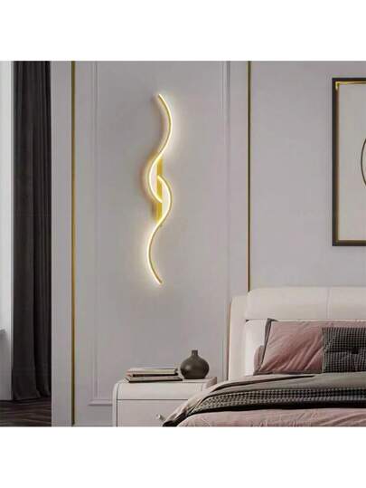 Moderne LED Wand Lamp Home Fixtures Minimalist Linear Sconces ation Simplicity Lights Luxe Cool White/Warm Wit 5500 6000K/2700 3500K Aluminium/Silica Gel Lamps Light/Warm Verlichting Living Room Bedroom Bedside Hallway Aisle Coffee Shops Farmho Cloakroom Corridor Office Entrance Zwart Goud Long Indoor Lighting ative view 3