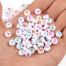 1000pcs Acrylic Letter Beads Round Letter Beads White Base Acrylic With Colorful Letter Alphabet For Jewelry Making Alphabet Beads - White + Color - View 3