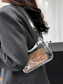 Transparent Shoulder Bag, Stadium Approved Clear Bag For Concerts, Unisex Sports Events PVC Bag