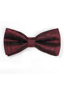 1pc Formal Suit Business Patterned Bow Tie, Groom Wedding Groomsmen Double Layer Solid Color Bowknot, Versatile For Daily Business Events, Polyester, Suitable For Spring, Summer, Autumn, Winter