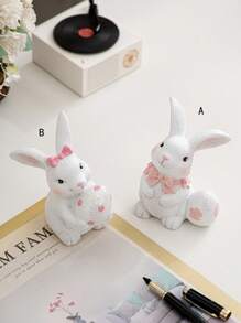 1 Peça Coelho de Resina Segurando Ovos Decorados com Laço, Estilo Minimalista Fofo, Adequado para Dia das Mães, Páscoa, Quarto, Sala de Estar, Escritório, Decoração Doméstica, Escritório, Estante de Livros, Armário de TV