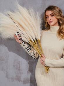 100/50/30/20/10/3/1 人造蒲苇、蒲苇、蒲苇、落地花瓶用蒲苇、花瓶填充用蒲苇装饰、波西米亚乡村农舍家居装饰、婚礼派对装饰、情人节、生日毕业礼物、秋季装饰、秋季（97 厘米适合落地花瓶，55 厘米适合桌面花瓶。） - 米黃 - 查看 4