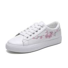 New Spring/Autumn Korean Style Embroidered Pattern Casual Low-Top Flat Sneakers, Women Students Leisure Small White Shoes - Pink - View 5