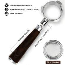 54 毫米无底手柄，适用于 Breville 浓缩咖啡机 BES840XL-BES870XL- BES87OBSXL-BES878BSS-BES88OBSS 不锈钢裸手柄双份浓缩咖啡滤篮