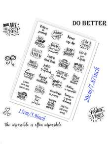 4 件励志单词和短语贴纸，适用于剪贴簿、励志语录贴纸、休闲俚语贴纸