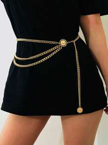 1pc Alloy Unique Body Chain Vintage Tassel Multi-Layer Waist Chain