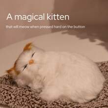 1 只触摸时会喵喵叫的猫，电子玩具，儿童玩具猫玩具，公仔，仿真猫，家居装饰，汽车装饰，女朋友礼物，温暖伴侣，仿真可爱宠物。节日礼物，新年礼物 - 彩色 - 查看 7