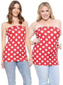 Top tubo de largo largo para mujer y tallas grandes "STRETCH IS COMFORT" | Tallas desde XS a 5X - Lunares rojos y blancos - Ver 3