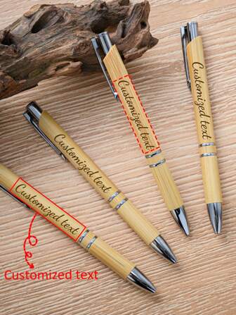Customized Text/Logo Ballpoint Bamboo Pen, Suitable For Wedding Gift, Name Customization, Business Gift, Advertising Promotion, Natural Bamboo Handwriting Pen/Special Gift For Father's Day