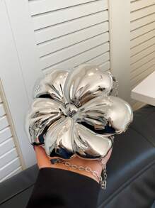 Women's Elegant Mini Flower Shaped Chain Crossbody Bag, Metallic Y2K Style Theme Party Shoulder Bag, Fashionable Novelty Shaped Bags, Versatile Small Mobile Phone Key Coin Purse, Portable Outdoor Travel Vacation Cosmetic Bags, Wear-Resistant Solid-Color Clutch Bag - Vàng - Xem 12