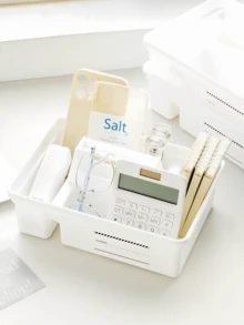 1PC Plastic Storage Basket With Handle, Portable Pencil Box And Pencil Box, Multifunctional Desk Portable Storage Box, Must-Have For Thanksgiving Back To School, Exquisite Gift