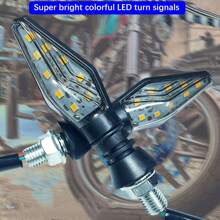 2 Packs Motorcycle LED Turn Signals - Universal Fit Custom Dynamic Lights, Multi-Color Lighting Effects , Dual Function (Turn Signal + Daytime Running Light,Compatible With Harley/Ducati/ & All Motorcycles