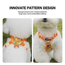 Nuevo conjunto de arnés y correa con estampado lindo de cachorro, para perros pequeños como el caniche y el bichón frisé, para caminar al aire libre
