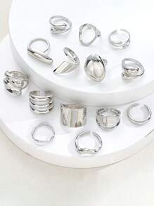 14 pièces Bagues en métal coulé asymétriques de style vintage élégantes, minimalistes et raffinées. Idéal pour les festivals, les vacances, les fêtes, les sorties et le port quotidien.