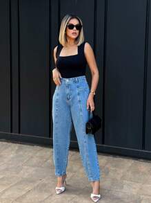 Saina 8344 Women's Jeans Mom Pants Without Rips 8344 - 8344# - View 4