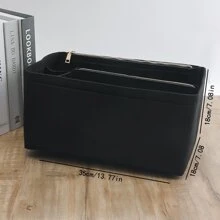 1pc Felt Inner Bag, Large Capacity Felt Organizer Pouch - Black - View 11