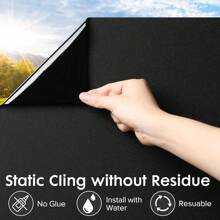 1pc Black Matte Privacy Window Film, 6mil Thick - No Adhesive, Opaque Sun Protection, Electrostatic Cling For Easy Installation - Ideal For Bedroom & Bathroom Door Decoration