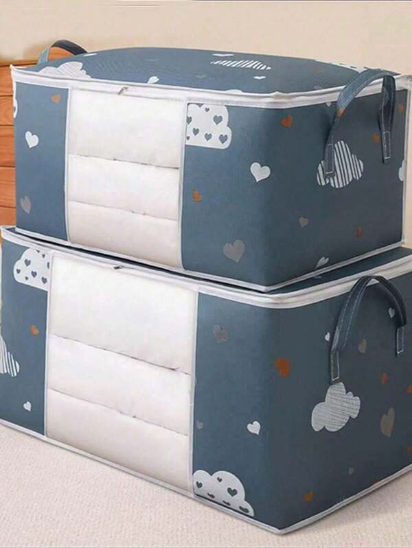 1pc Household Quilt Storage Bag, Clothes Storage Box, Dust-Proof Cartoon Graphic Closet Storage Bag, For Household Decorations Decor Festival Decor Room Decor Home Decor Decor Bedroom Decor