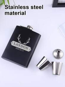 1 zestaw spersonalizowanych przenośnych manierek na alkohol, spersonalizowana grawerowana manierka dla mężczyzn, możliwość wygrawerowania imienia i daty, spersonalizowana manierka, prezent na Dzień Ojca, niezbędny element ślubu - Styl A - Zobacz 4