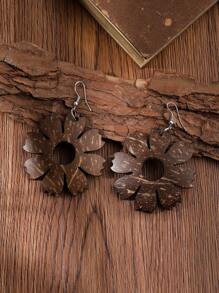 Newly Designed Handmade Coconut Shell Flower Retro European Style Versatile Earrings - Multicolor - View 8