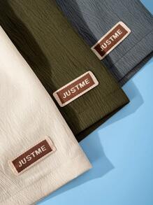 年轻男孩街头风格纯色三件套简约字母徽章编织短裤，休闲 - 彩色 - 查看 5