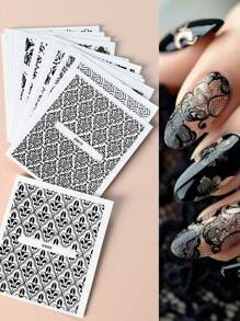 30PCS Flower Bronzing Nail Art Stickers, Self-Adhesive Nail Art Decals For, Nail Art Supplies For Women And Girls,30 Sheets European Style Flower Embossed 3D Nail Art Stickers & Decals(Black),Black Lace Foral Vine Relief Design Nail Art Stickers,Asymmetrical Geometric Shapes Glitter Embellishment,Spring And Summer Flower Nail Art Decorations For Women And Girls
