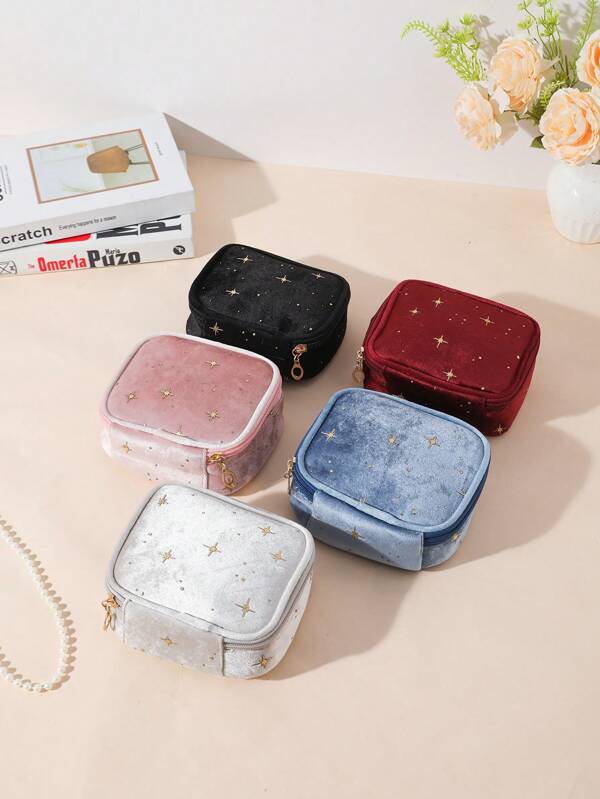 1pc Simple Star-Shaped Cosmetic Bag, Portable Multifunctional Coin Pouch, Women's Accessory Organizer Makeup Travel Toiletry Organizer Essentials Gifts Storage Zipper Accessories Nail
