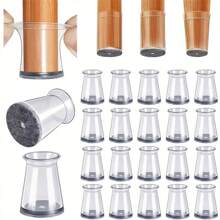 4/12pcs Premium Furniture Leg Covers - Scratch-Proof & Non-Slip With Easy Installation, For Round & Square Legs, Black & Transparent Design For Floor Protection, Ultimate, Felt Pads