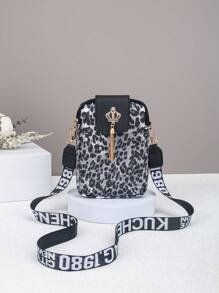 New Leopard Print Casual Fashion Tassel Letter Strap Decorated Cross-Body Purse Shoulder Bag