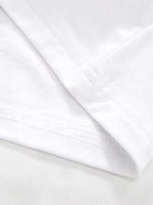 Lässiges Herren-T-Shirt mit lockerer Passform und Totenkopf- und Buchstaben Muster, Rundhalsausschnitt, kurzärmelig, Streetwear-Stil - Weiss - Übersicht 4