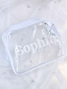 Personalized Makeup Bag, Beach Wedding Gift, PVC Transparent Cosmetic Bag, Toiletry Bag, Bridesmaid Gift, Summer Vacation, Bachelorette Party,Multi-Functional,Ornamental,Letter,Exquisite,Stylish,Vintage,Unique,Customized,Personalized,Custom,Ideal Gifts For Her,Girlfriend,Her,Grandparents,For Anniversaries,For Weddings