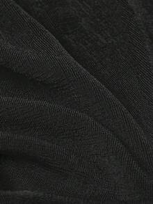 魅力四射的Floreya法式高腰扭褶交叉设计腰部开衩修身中长铅笔裙，优雅迷人 - 黑色 - 查看 5