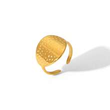 1pc Stainless Steel Fashionable Open Ring For Women, 18K Gold Plated Ring