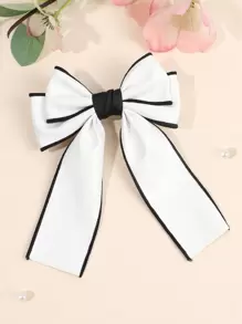 1 chiếc kẹp tóc nơ hai lớp màu đen trắng có đuôi, phù hợp cho bé gái, phụ kiện tóc dự tiệc cưới, kẹp tóc cao cấp thanh lịch, kẹp tóc tối giản, phụ kiện trang trí tóc cho tuổi teen. - Đen và trắng - Xem 6