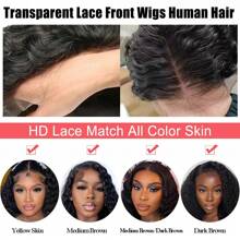 Luxurious Deep Wave 13x6 HD Lace Front Wig 250% Density Virgin Human Hair Pre-Plucked Glueless Curly Style Elegant Black For Women Curly Hair Wig Premium Quality Wig Accessories - Black - View 4