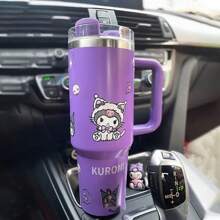 Sanrio [Tasse Sanrio Kuromi] 1 pièce tasse isotherme en acier inoxydable Sanrio Kuromi avec couvercle et paille, tasse à café réutilisable ronde de 40 oz pour boissons d'été et d'hiver, accessoires de voyage et cadeaux pour la rentrée scolaire