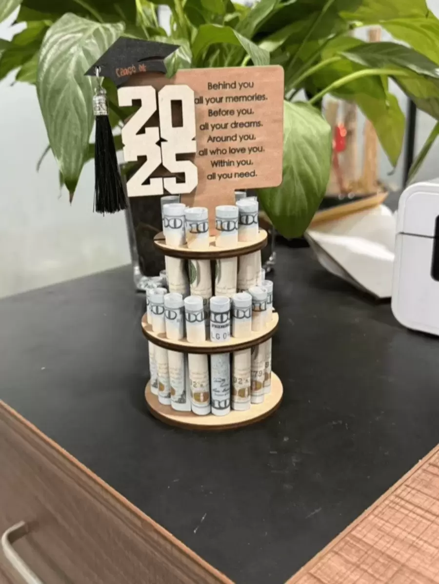 新款 2025 毕业礼物钱夹，DIY 毕业问候礼物，Hying 2025 毕业钱夹，独特的现金夹礼物，毕业贺卡双层现金夹，24 孔，非常适合毕业派对装饰和工艺品派对用品毕业派对装饰 - 彩色 - 查看 1