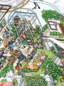 3pcs PET 2.5D Mini Diorama Decorative Sticker Set, Open Now Series, Suitable For Office, Home, Marking, Labels, Classroom, Toy, Student DIY Decor,School Supplies,Back To School - Multicolor - View 3