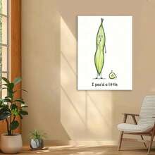 Framed Funny Peas Art Canvas Print With   – Whimsical "I Peed A Little" Wall Decor For Home, Kitchen, Bedroom, Or Office – Rustic Vintage Style – Easy To Install – Perfect Housewarming Gift, Kitchen Decor | Humorous Illustration | Quality Control Packaging, Painting Wall Decor - Framed - View 4