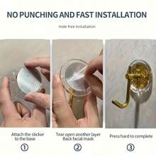 1/4pcs Of Luxury Wall-Mounted Coat Hooks For Home Decoration - Crystal Acrylic Metal Hooks, Self-Adhesive Towel And Bathrobe Hooks, No Need For Drilling, Multi-Functional, Suitable For Kitchen And Bathroom Accessories, Bathroom Storage Hooks