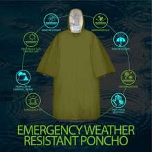 1 Stück Notfall Poncho, Mylar Raumdecke Camping Ausrüstung - behält 90% der Körperwärme Überlebenszubehör Überlebensausrüstung, Camping Bedarf Notfall Decke, wasserdichte Regenjacke, Pfeife, reflektierende Regenjacke